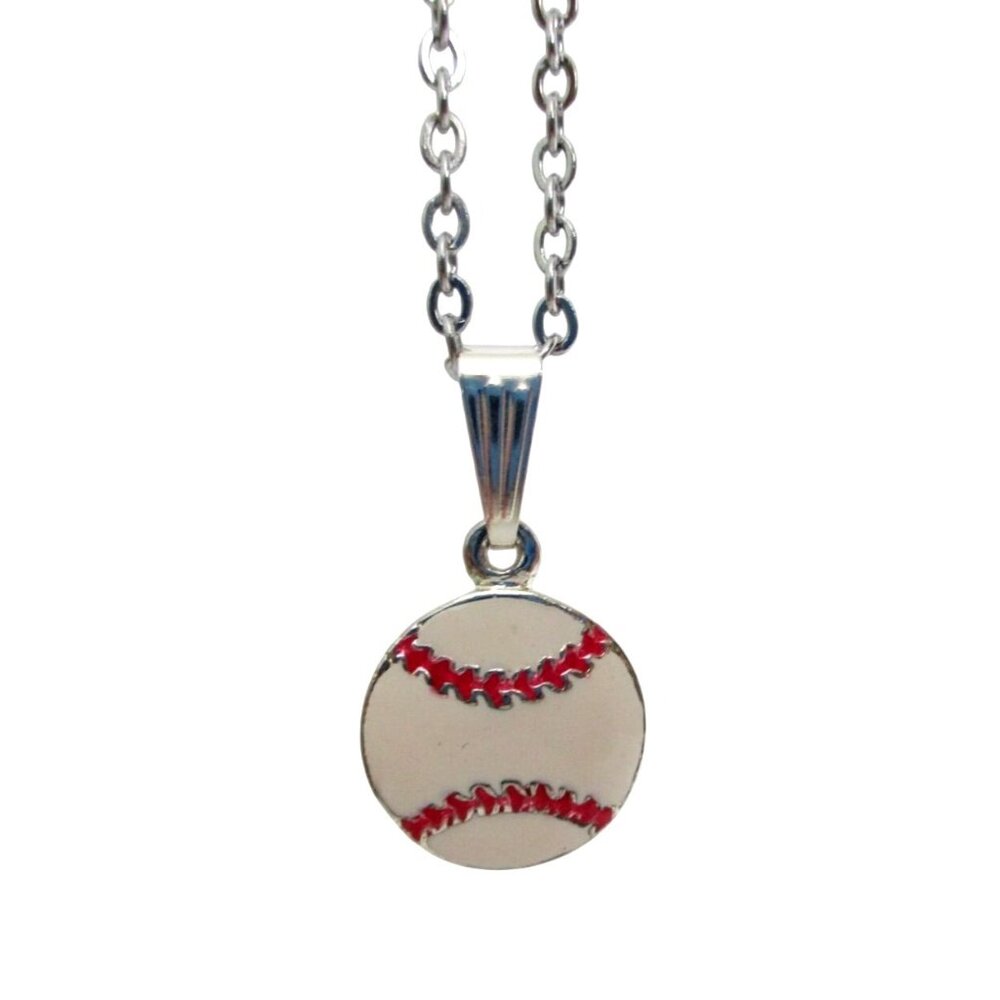 New Baseball Pendant Necklace 18" Stainless Chain - Baseball Sports Fan Jewelry
